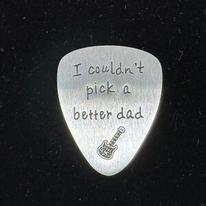 NEW Stainless Steel DAD GUITAR PICK Novelty Keepsake Musician Fathers Day Gift